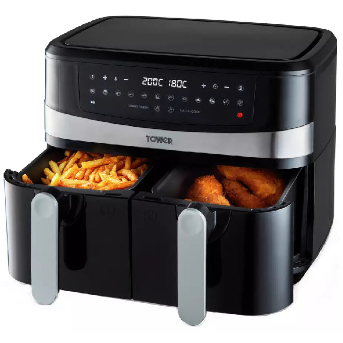 Tower Vortx 9L 2600W Dual Basket Air Fryer - Black | T17088 from Tower - DID Electrical