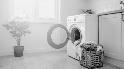 Washing machine in a home, finshed it cycle