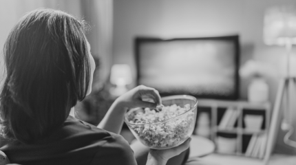 home cinema set-up with popcorn 