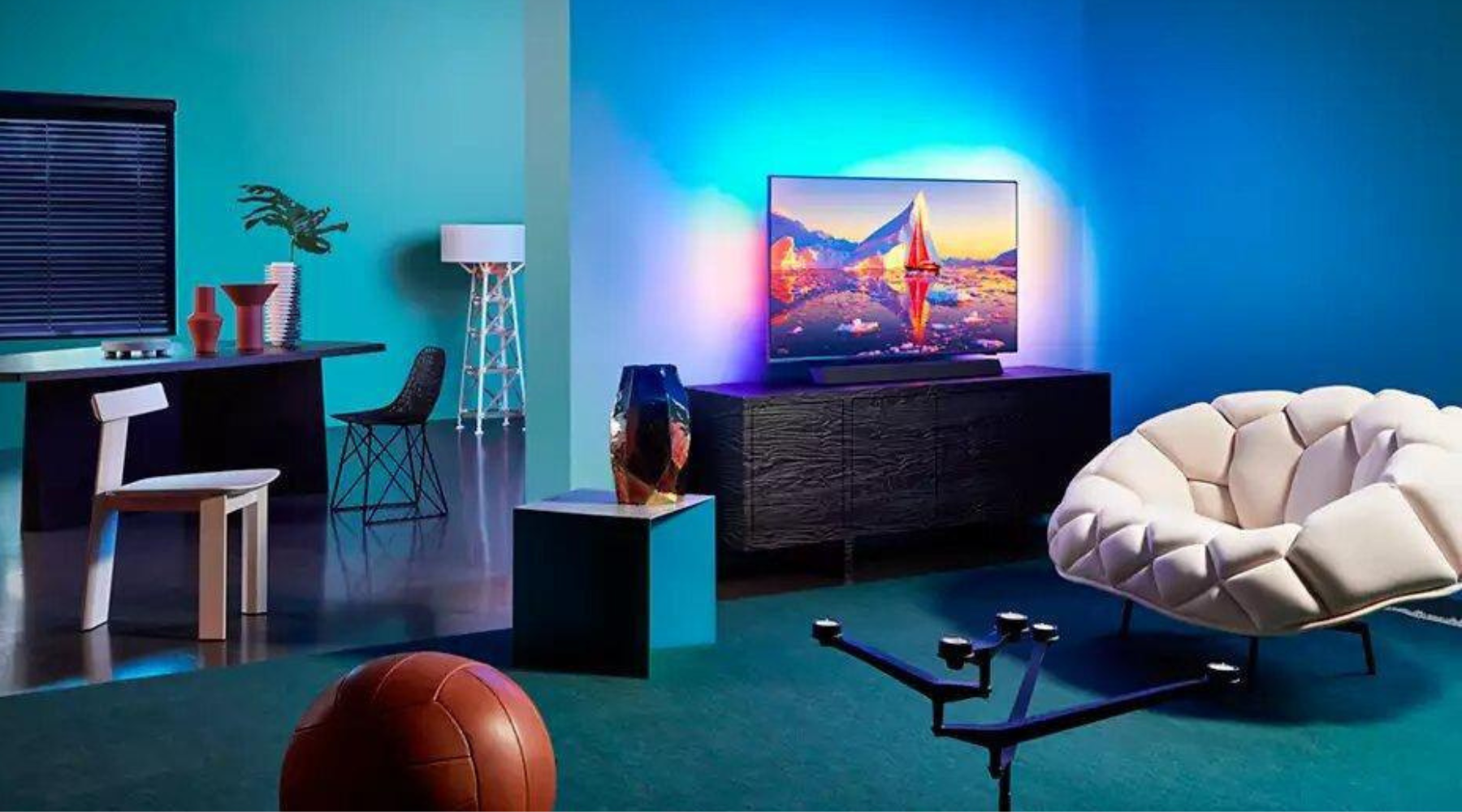 Philips Ambilight TV in a Sitting Room