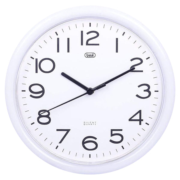 Trevi OM 3301 24CM Quartz Wall Clock with Silent Sweep Movement - White | 010472 from Trevi - DID Electrical
