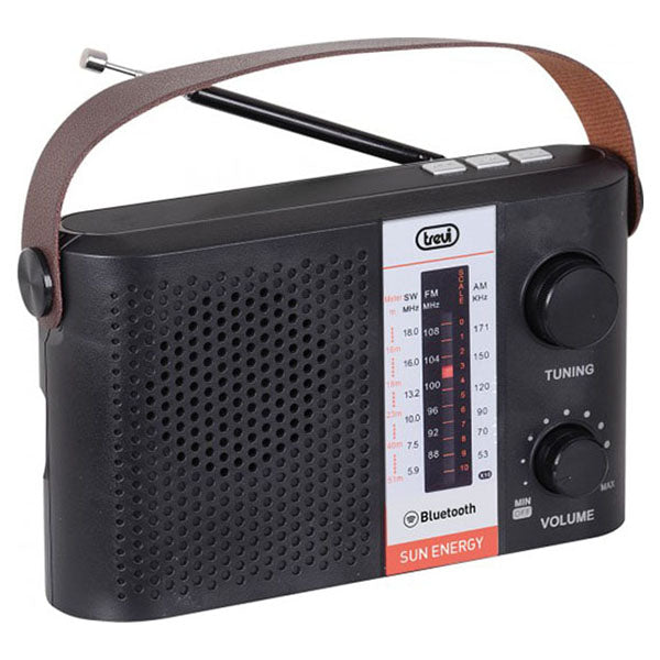 Trevi RA 7F25 BT Solar-Powered Multi-Band Portable Radio - Black | 026671 from Trevi - DID Electrical