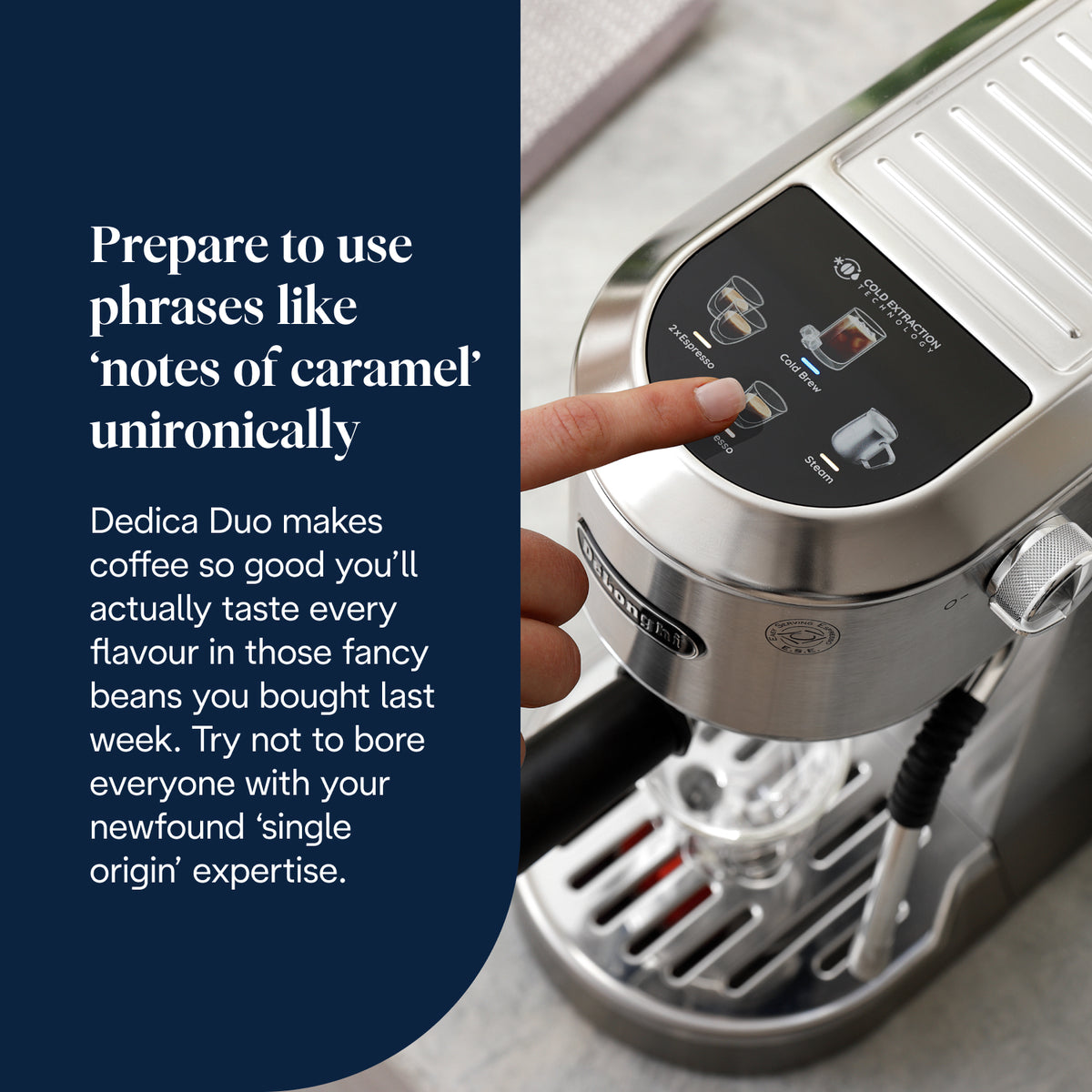 DeLonghi New Dedica Duo Manual Espresso Coffee Machine - Metal | EC890.M