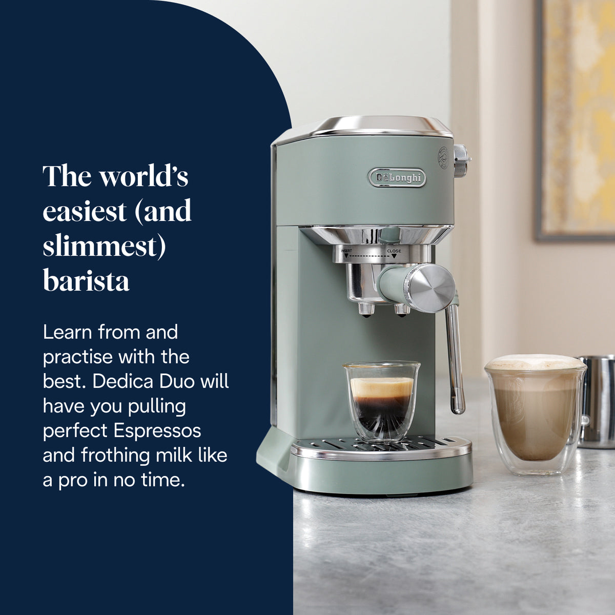 DeLonghi New Dedica Duo Coffee Machine - Green | EC890.GR