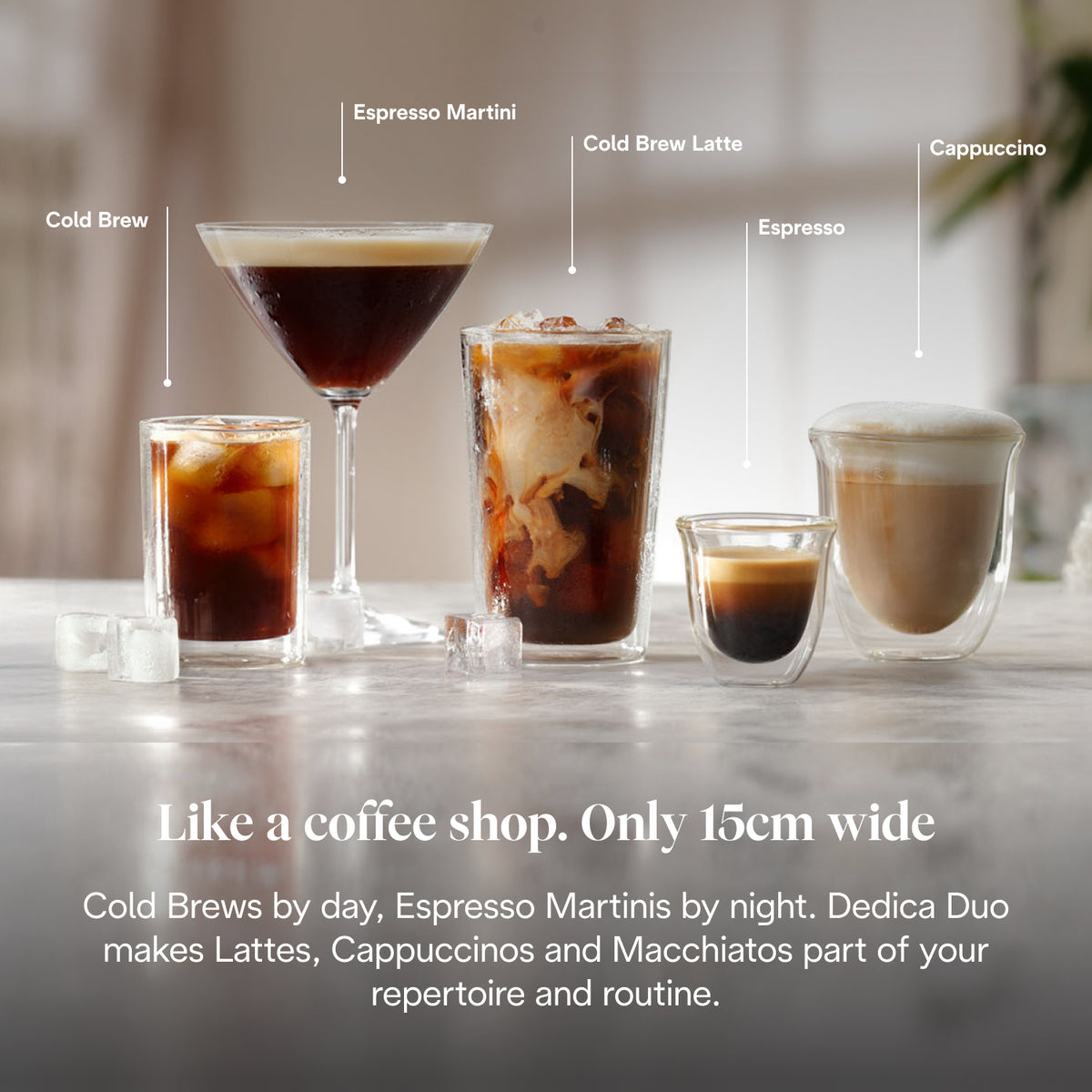 DeLonghi New Dedica Duo Manual Espresso Coffee Machine - Metal | EC890.M