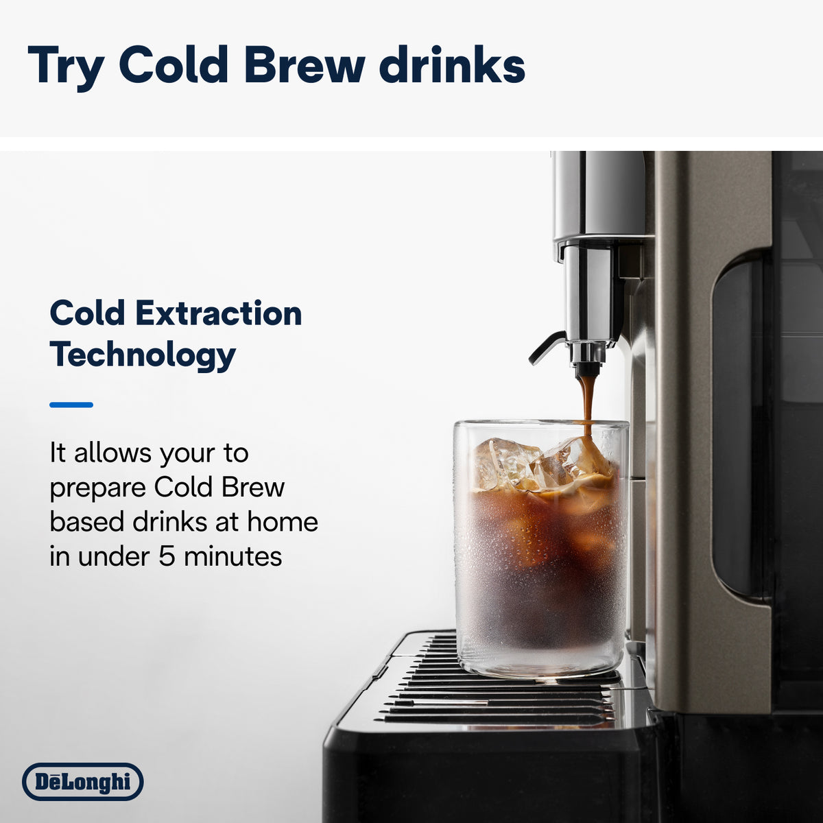 DeLonghi Eletta Explore Bean to Cup Coffee Machine with Cold Brew Technology - Titanium | ECAM450.86.T
