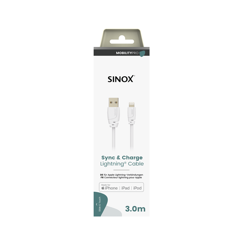 Sinox PRO 3M Lightning Cable with Original Apple Chip - White | 51132 from Sinox - DID Electrical