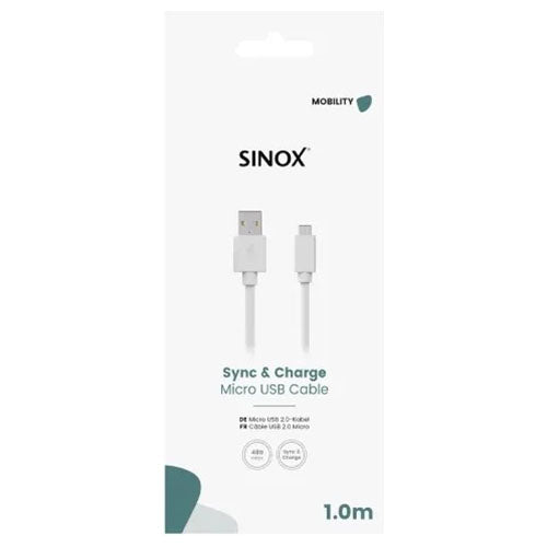 Sinox 1M Micro USB to USB A Cable - White | 052788 from Sinox - DID Electrical