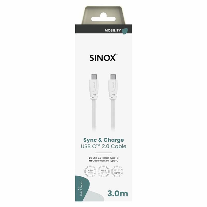 Sinox 3M USB C 2.0 Charging Cable - White | 053488 from Sinox - DID Electrical