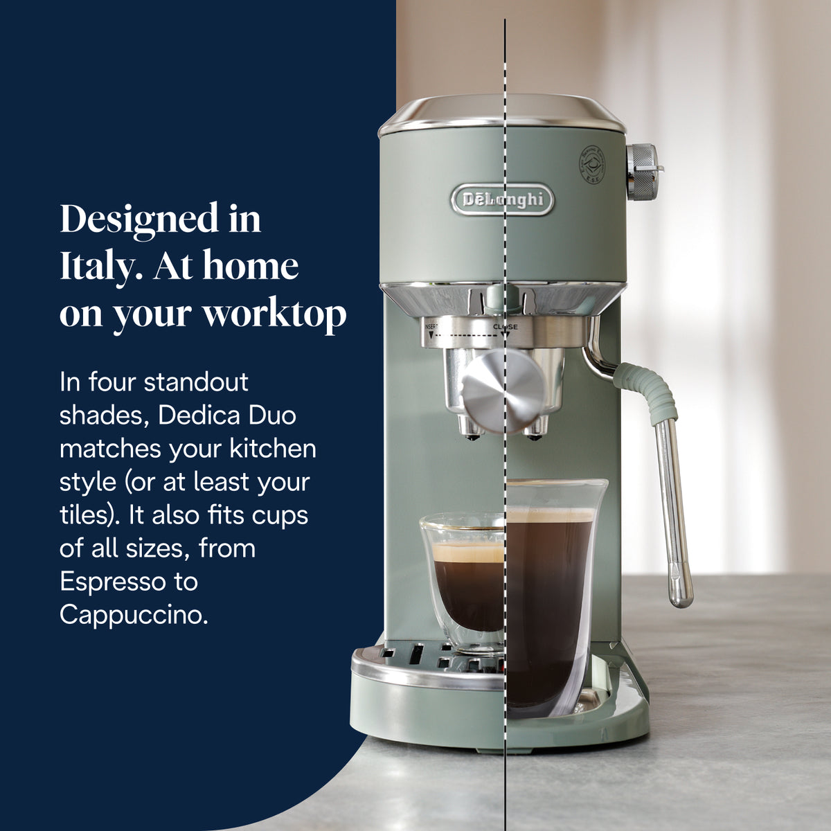DeLonghi New Dedica Duo Coffee Machine - Green | EC890.GR