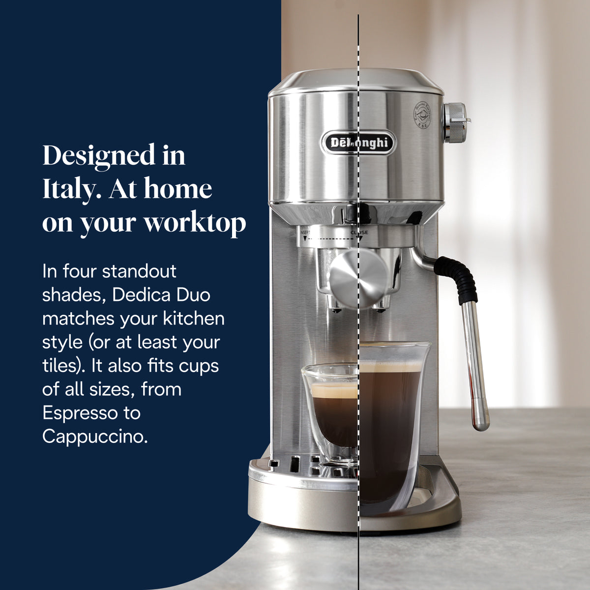 DeLonghi New Dedica Duo Manual Espresso Coffee Machine - Metal | EC890.M