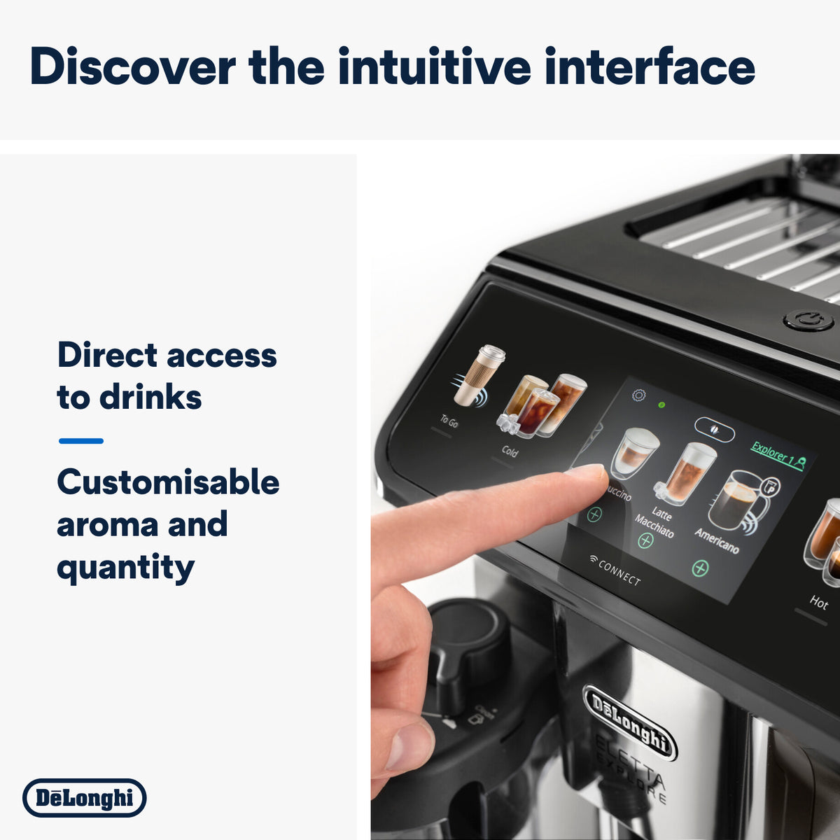 DeLonghi Eletta Explore Bean to Cup Coffee Machine with Cold Brew Technology - Titanium | ECAM450.86.T