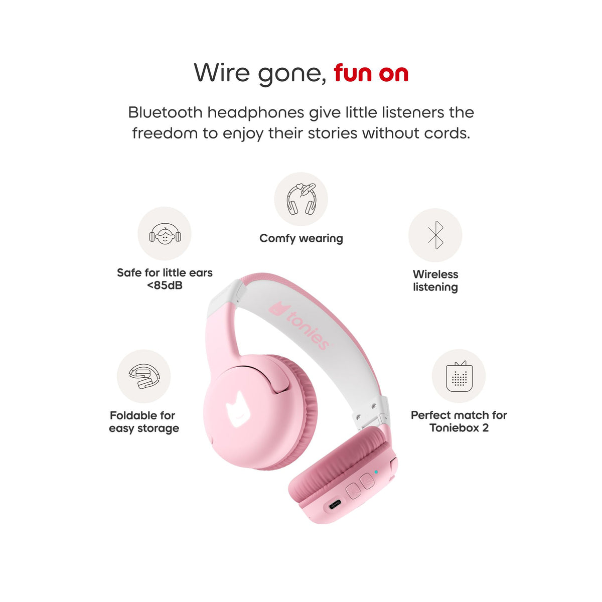 Tonies On-Ear Wireless Headphone for Kids - Cloud Pink | 10003282 from Tonies - DID Electrical