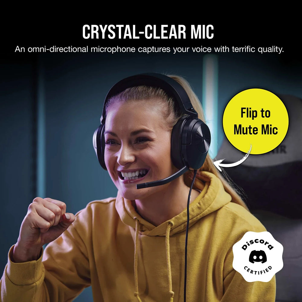 Corsair HS55 Over-Ear Wired Gaming Headset - Carbon | 106-CA-9011260-EU from Corsair - DID Electrical