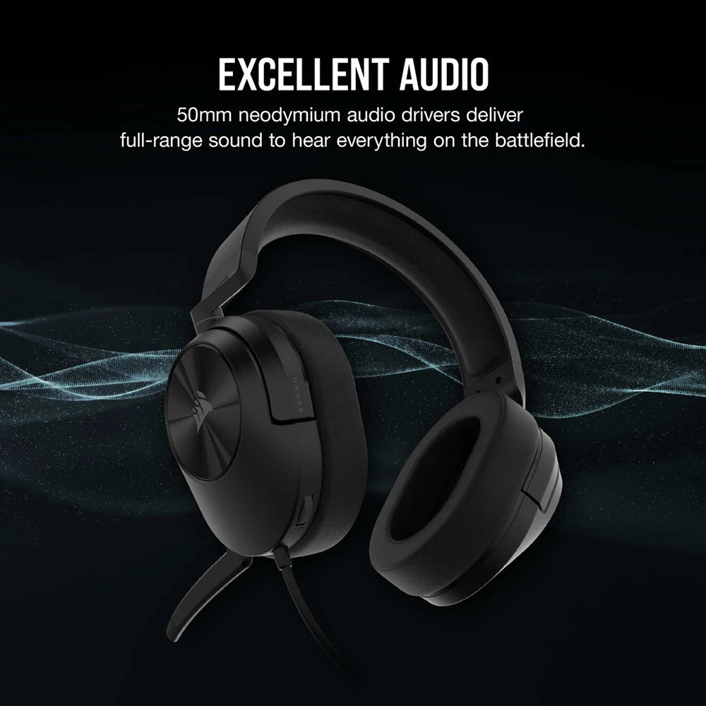 Corsair HS55 Over-Ear Wired Gaming Headset - Carbon | 106-CA-9011260-EU from Corsair - DID Electrical
