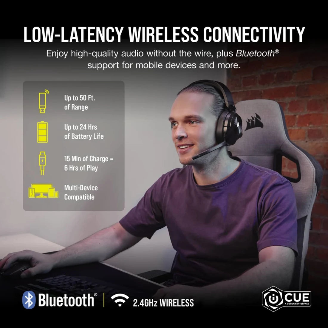 Corsair HS55 Over-Ear Wireless Bluetooth Gaming Headset - Carbon | 106-CA-9011280-EU from Corsair - DID Electrical