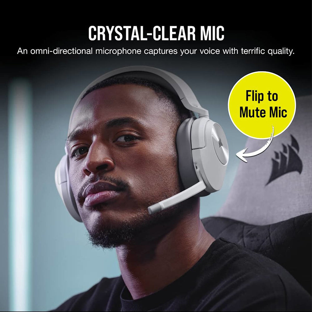 Corsair HS55 Over-Ear Wireless Bluetooth Gaming Headset - White | 106-CA-9011281-EU from Corsair - DID Electrical