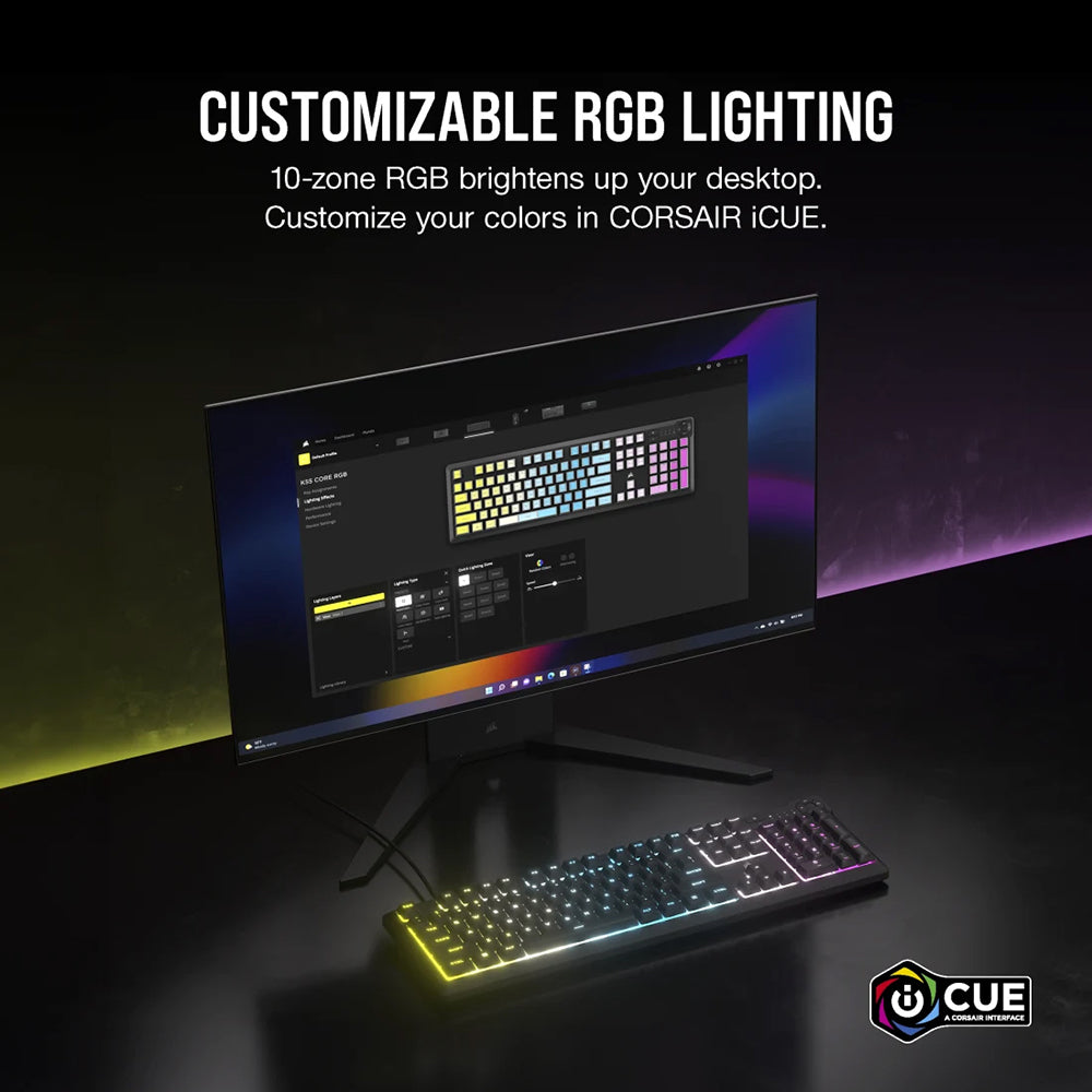 Corsair K55 CORE RGB Gaming Keyboard - Black | 106-CH-9226C65-UK from Corsair - DID Electrical