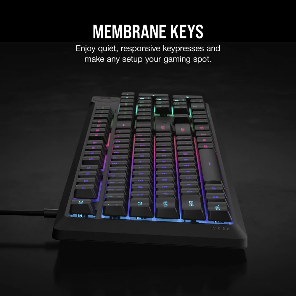 Corsair K55 CORE RGB Gaming Keyboard - Black | 106-CH-9226C65-UK from Corsair - DID Electrical