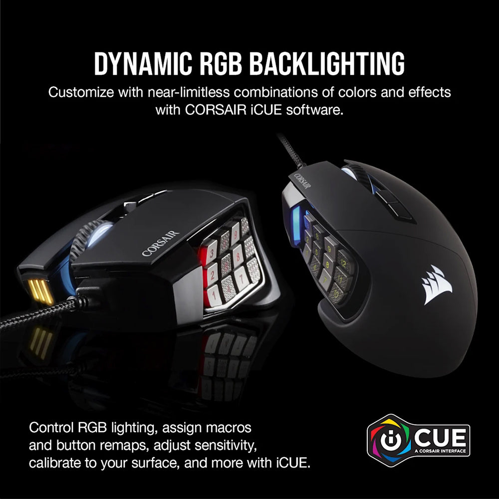 Corsair SCIMITAR RGB Elite Optical MOBA/MMO Gaming Mouse - Black | 106-CH-9304211-EU from Corsair - DID Electrical