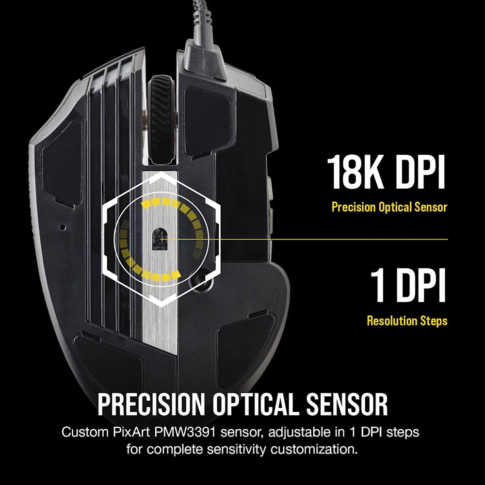 Corsair SCIMITAR RGB Elite Optical MOBA/MMO Gaming Mouse - Black | 106-CH-9304211-EU from Corsair - DID Electrical