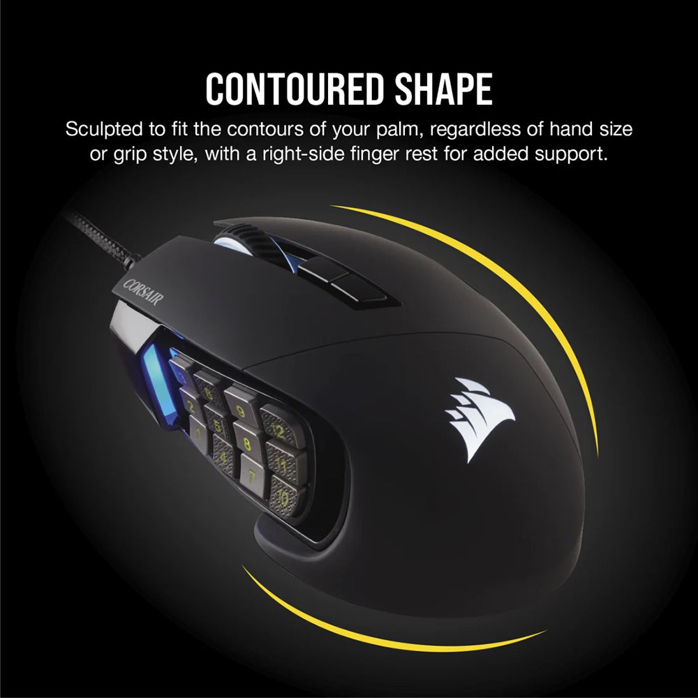 Corsair SCIMITAR RGB Elite Optical MOBA/MMO Gaming Mouse - Black | 106-CH-9304211-EU from Corsair - DID Electrical
