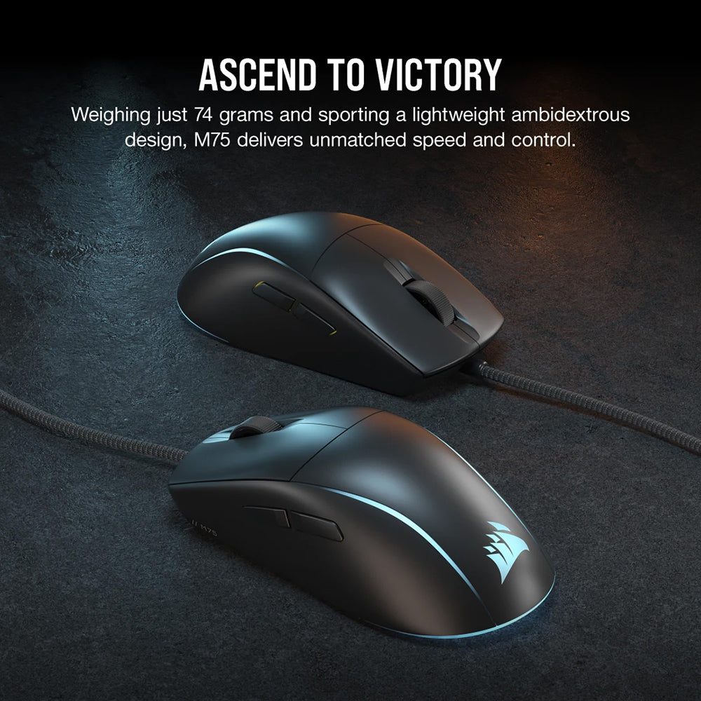 Corsair M75 Lightweight RGB Gaming Mouse - Black | 106-CH-930D010-EU from Corsair - DID Electrical