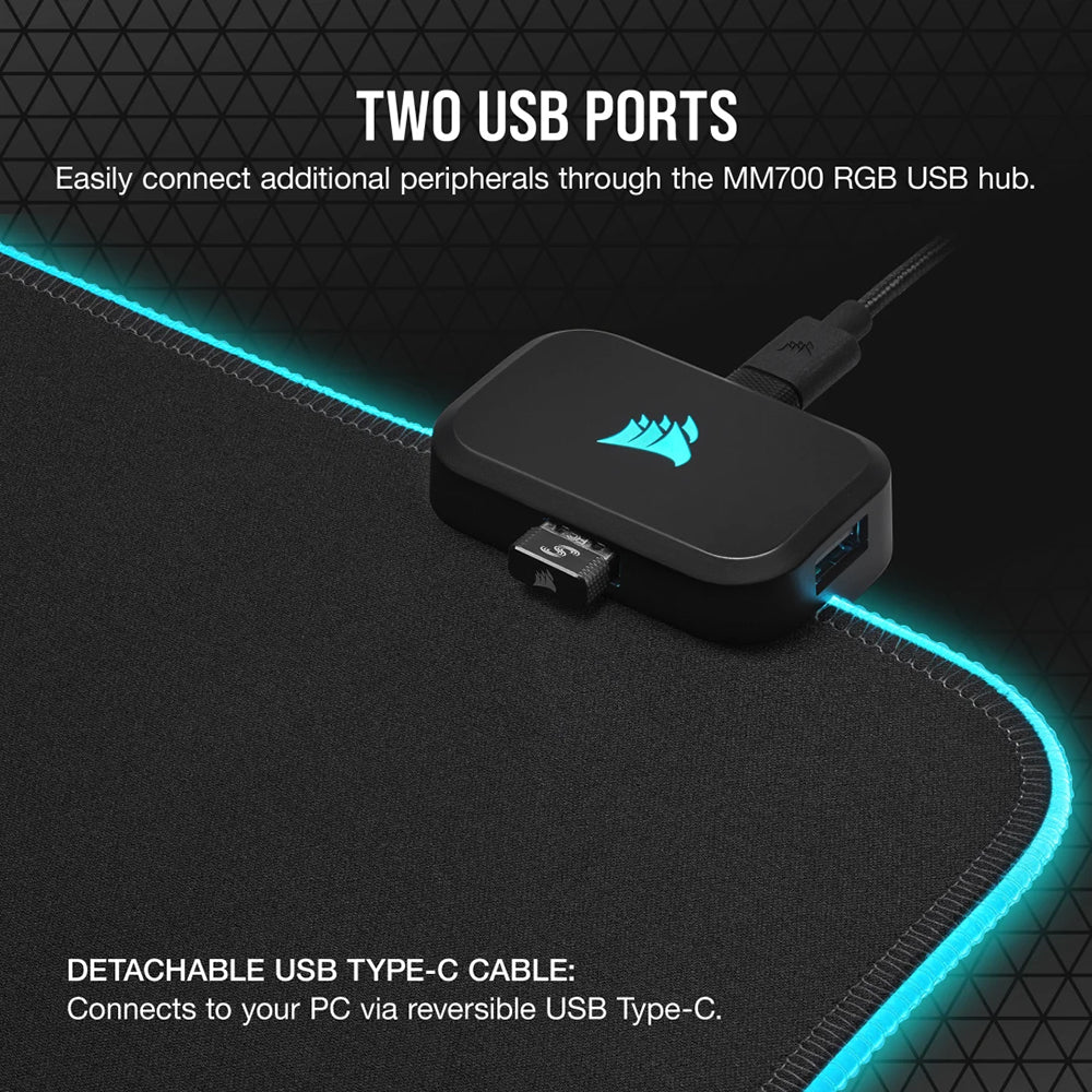 Corsair MM700 RGB Extended Mouse Pad - Black | 106-CH-9417070-WW from Corsair - DID Electrical