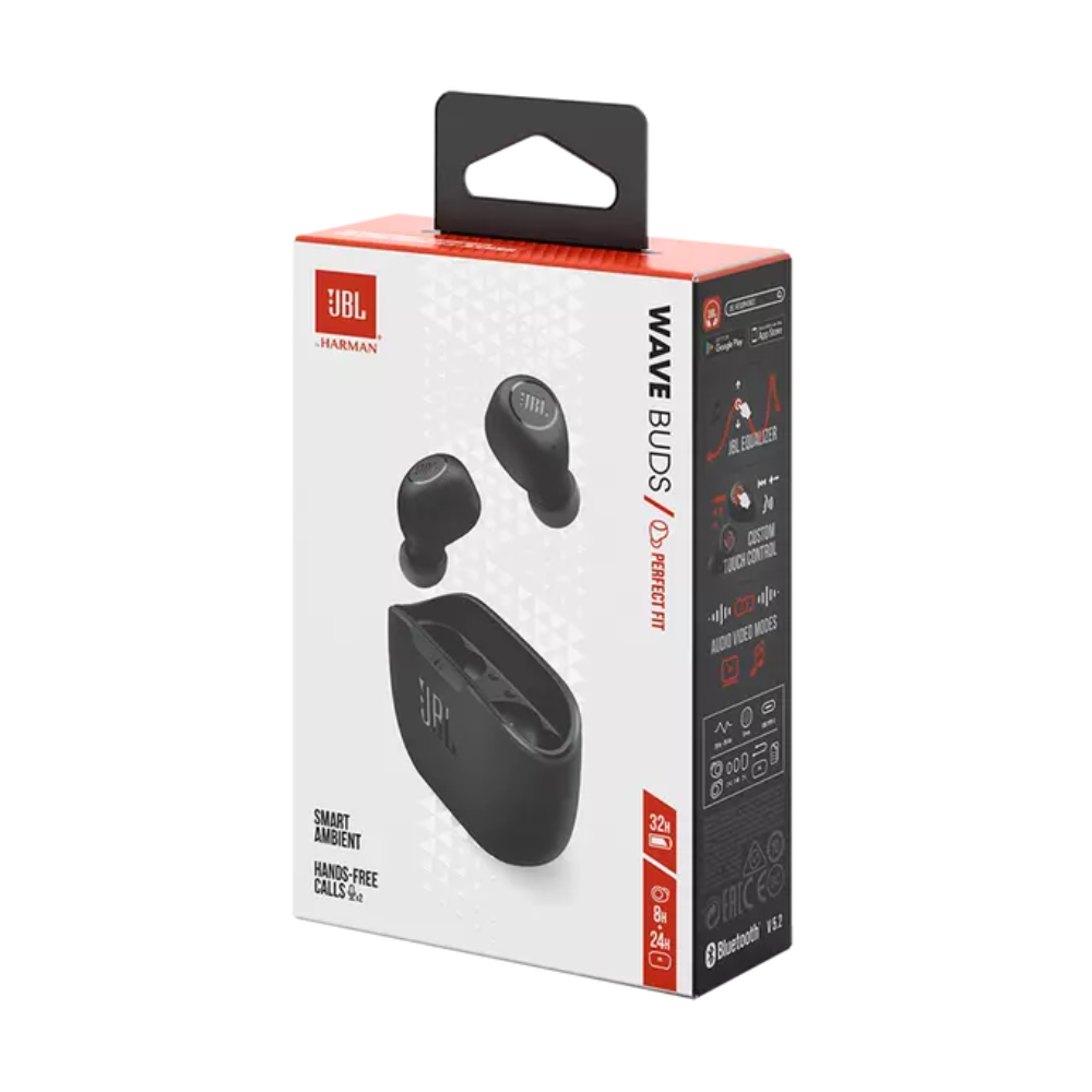 JBL Wave Buds In-Ear Wireless Earbuds - Black | JBLWBUDSBLK from JBL - DID Electrical