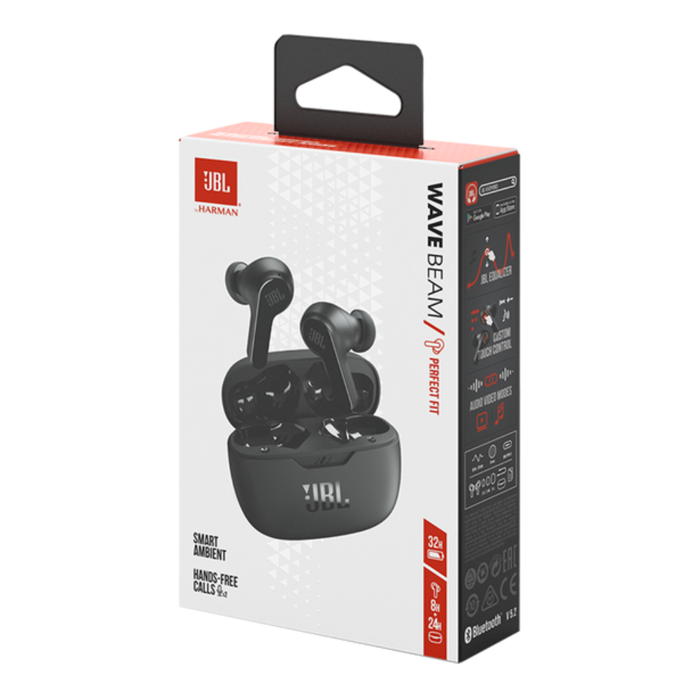 JBL Wave Beam In-Ear Wireless Earbuds - Black | JBLWBEAMBLK from JBL - DID Electrical