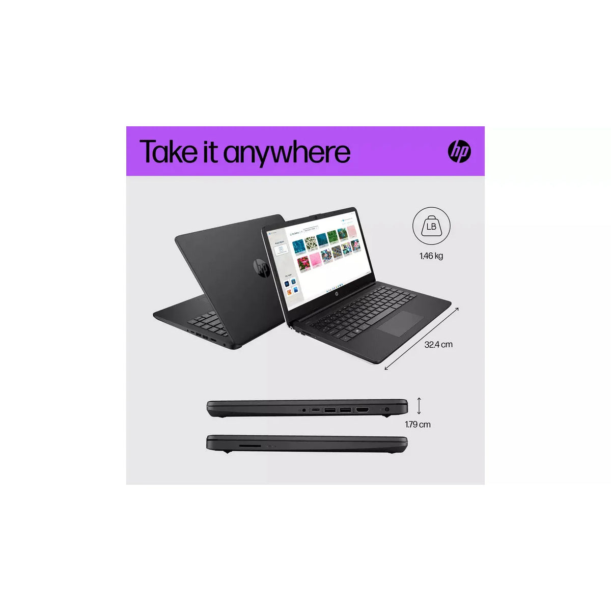 HP Notebook Intel Core i3 14&quot; 4GB/128GB Laptop - Black | 14s-dq0007na from HP - DID Electrical