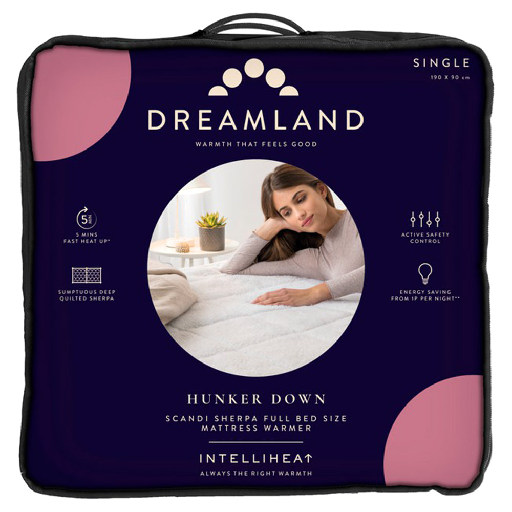 Dreamland Hunker Down Scandi Sherpa Single Underblanket with Single Controller - White | 16694C from Dreamland - DID Electrical