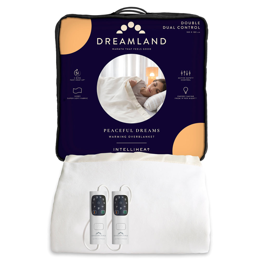 Dreamland Peaceful Dreams Double Warming Overblanket with Dual Controllers - Ivory | 16925 from Dreamland - DID Electrical