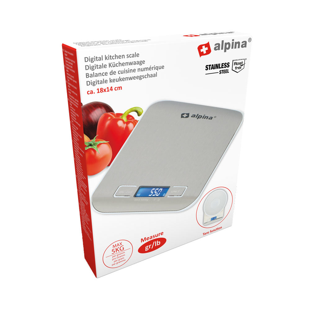 Alpina 5KG Digital Kitchen Scale - Silver | 186795 from Alpina - DID Electrical