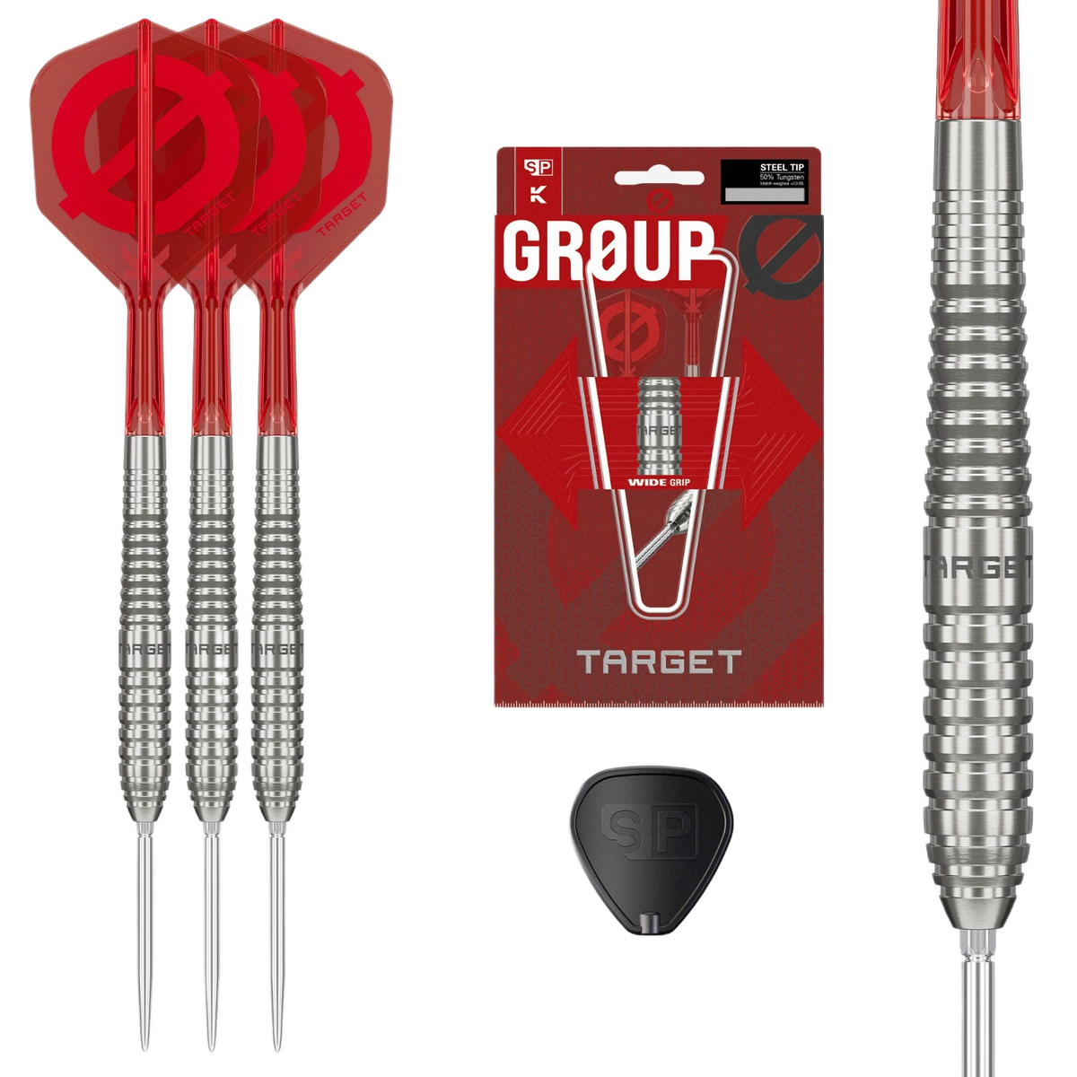 Target Darts Group Ø 01 SP Steel Tip Darts - Silver & Red | 190962