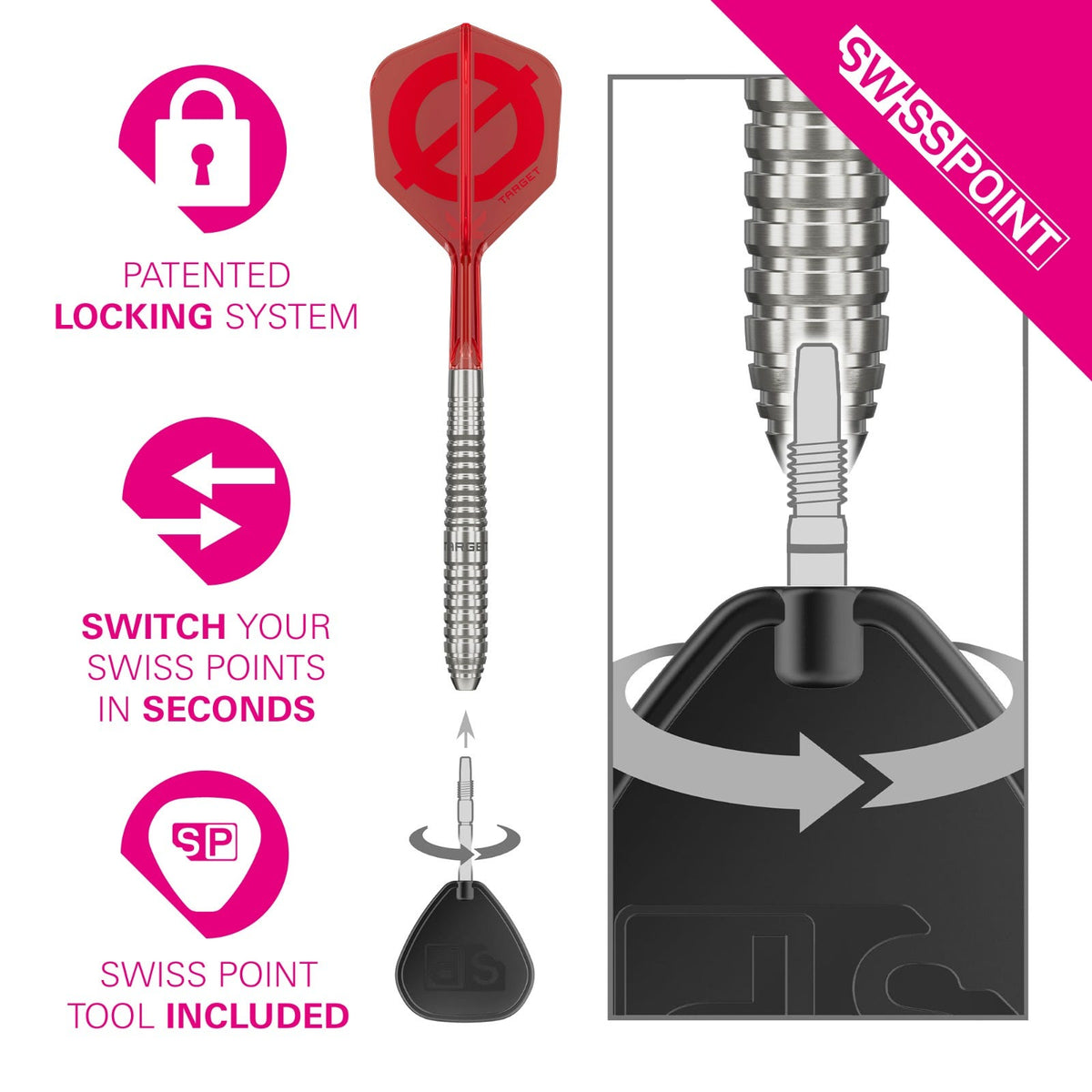 Target Darts Group Ø 01 SP Steel Tip Darts - Silver & Red | 190962