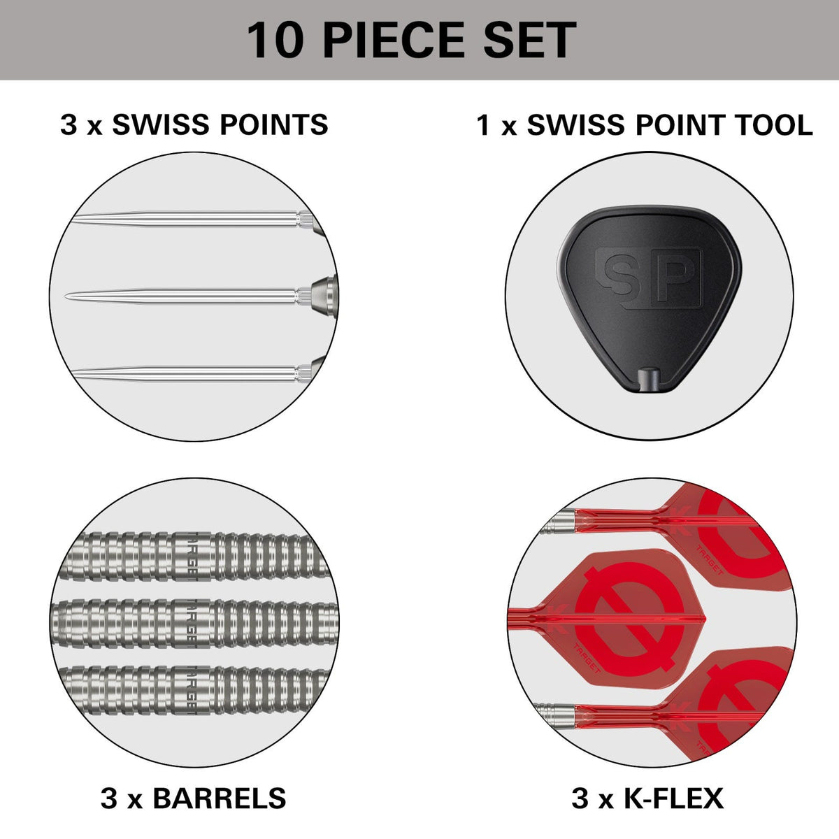 Target Darts Group Ø 01 SP Steel Tip Darts - Silver & Red | 190962