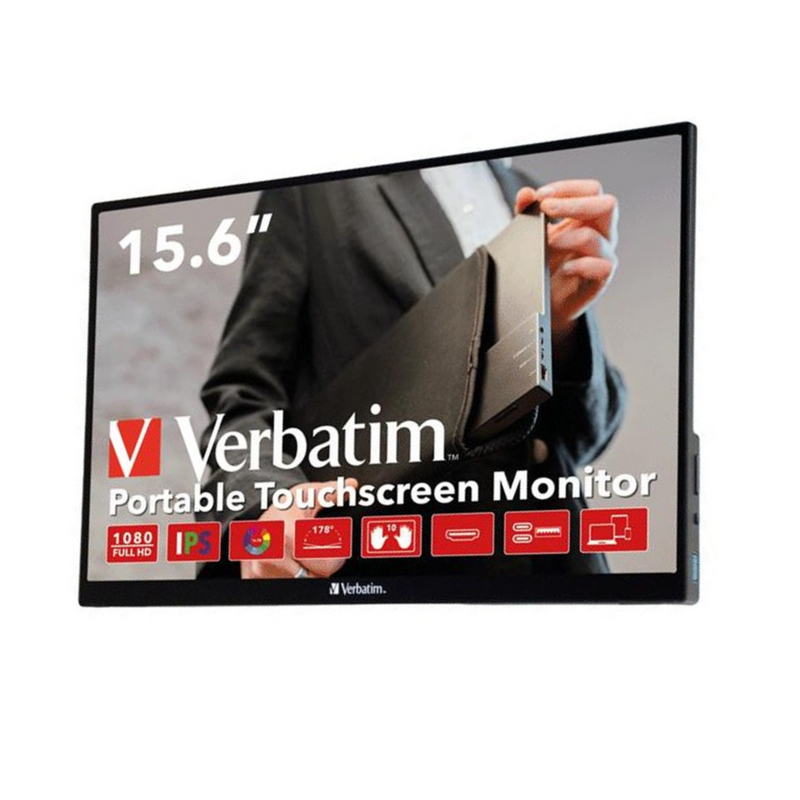 Verbatim 15.6" Full HD Portable Touchscreen Monitor - Black | 114-49592 from Verbatim - DID Electrical