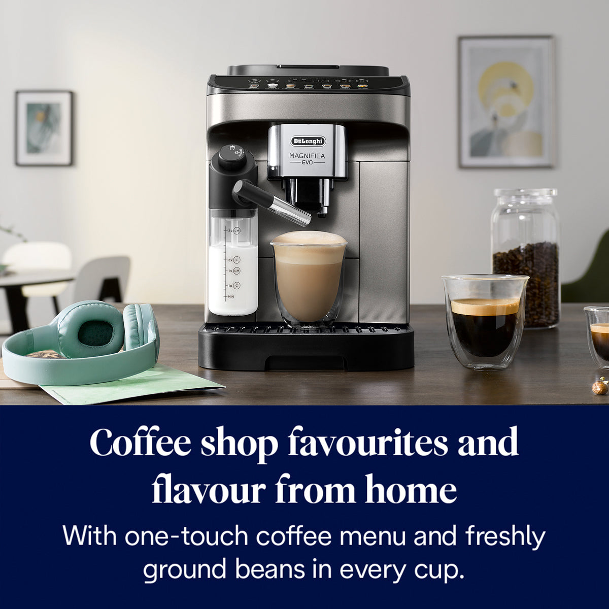 DeLonghi Magnifica Evo Automatic Bean to Cup Coffee Machine - Titanium Black | ECAM290.83.TB