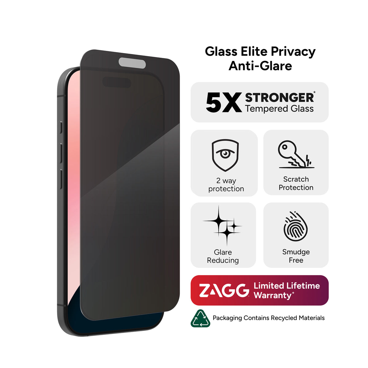 Zagg InvisibleShield Glass Elite Privacy Anti-Glare Screen Protector for iPhone 16 Pro | 200114872 from Zagg - DID Electrical