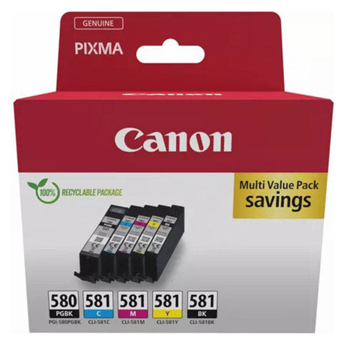 Canon PGI-580BK/CLI-581 Pigment Ink Cartridge - Multicolor | 2078C007 from Canon - DID Electrical