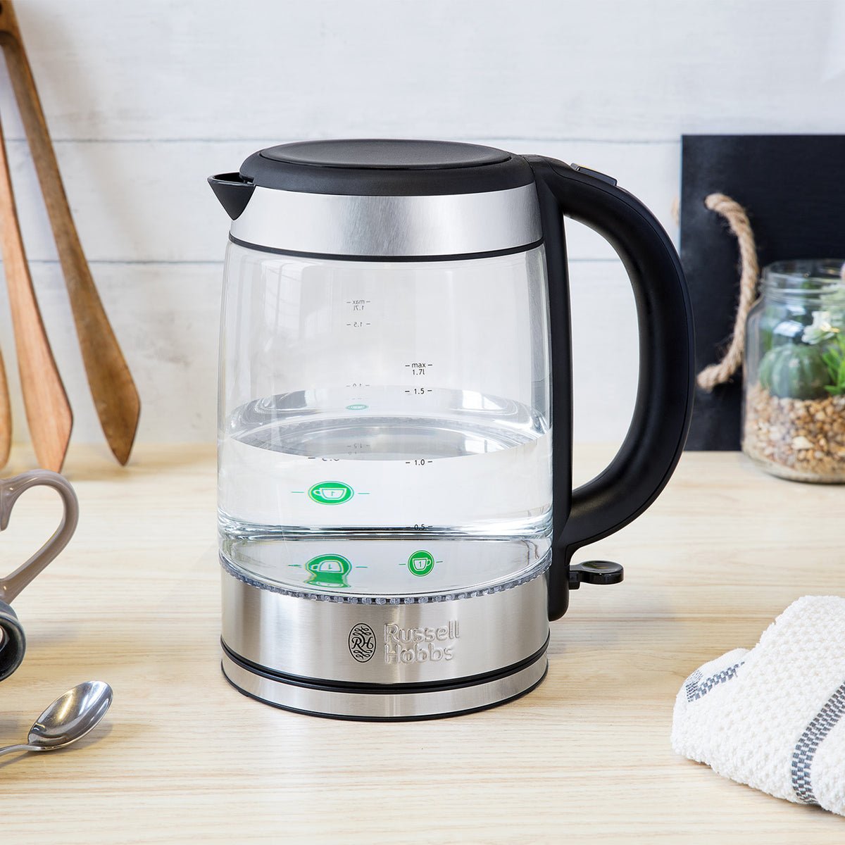 Russell Hobbs 1.7L Illuminating Glass Kettle - Silver | 21600-10