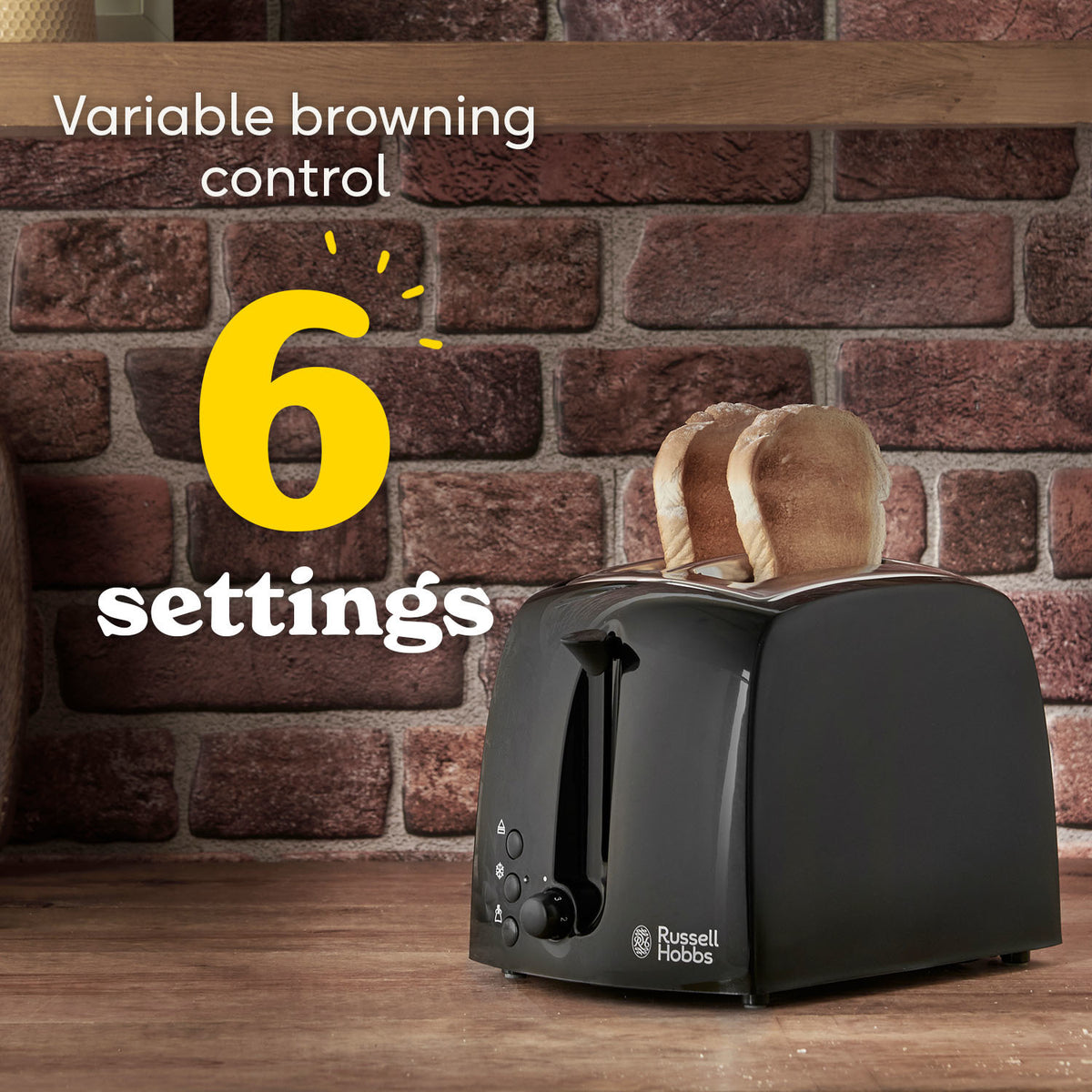 Russell Hobbs Textures 850W 2 Slice Toaster - Black | 21641