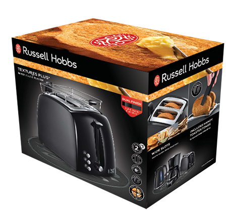 Russell Hobbs Textures Plus 2 Slice Toaster - Black | 22601