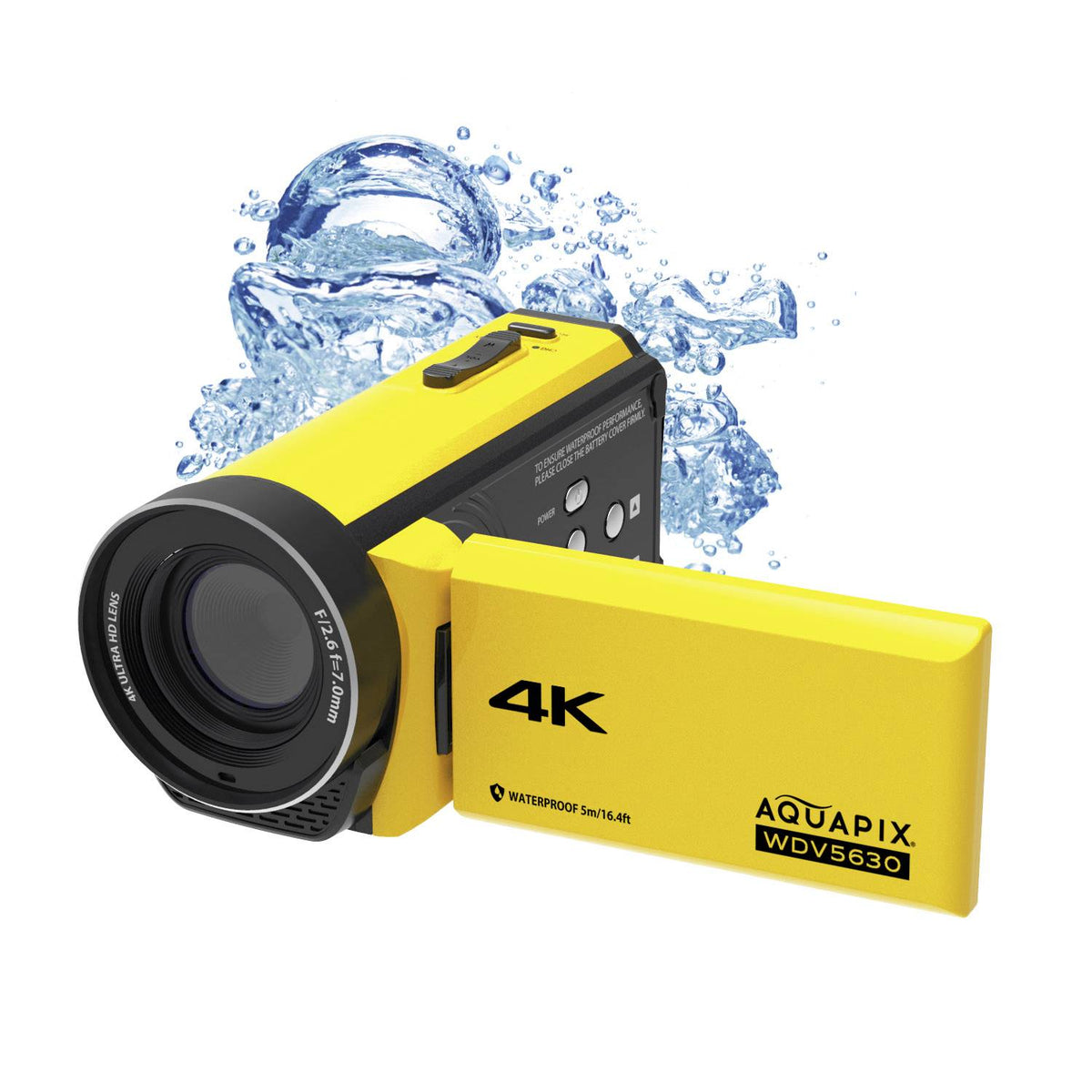 Easypix Aquapix WDV5630 13MP 4K Underwater Camcorder - Yellow | 24013 from Easypix - DID Electrical