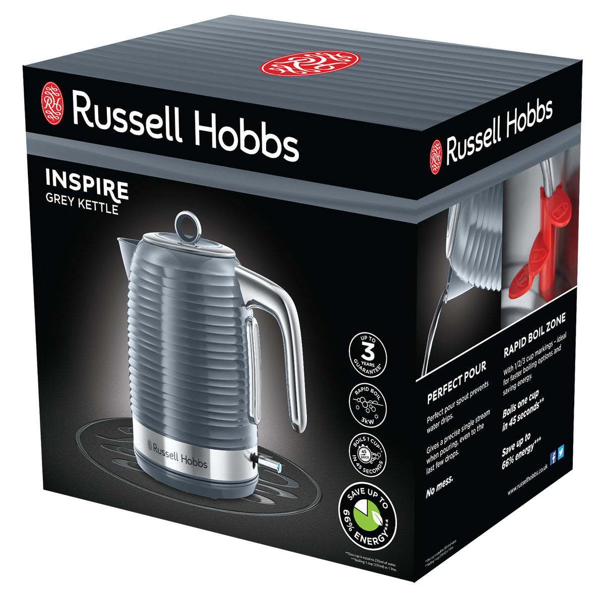 Russell Hobbs Inspire 1.7L Kettle - Grey | 24363