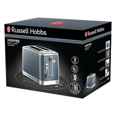 Russell Hobbs Inspire 2 Slice Toaster - Grey | 24373 from Russell Hobbs - DID Electrical