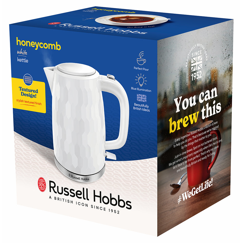 Russell Hobbs Honeycomb 1.7L Kettle - White | 26050 from Russell Hobbs - DID Electrical