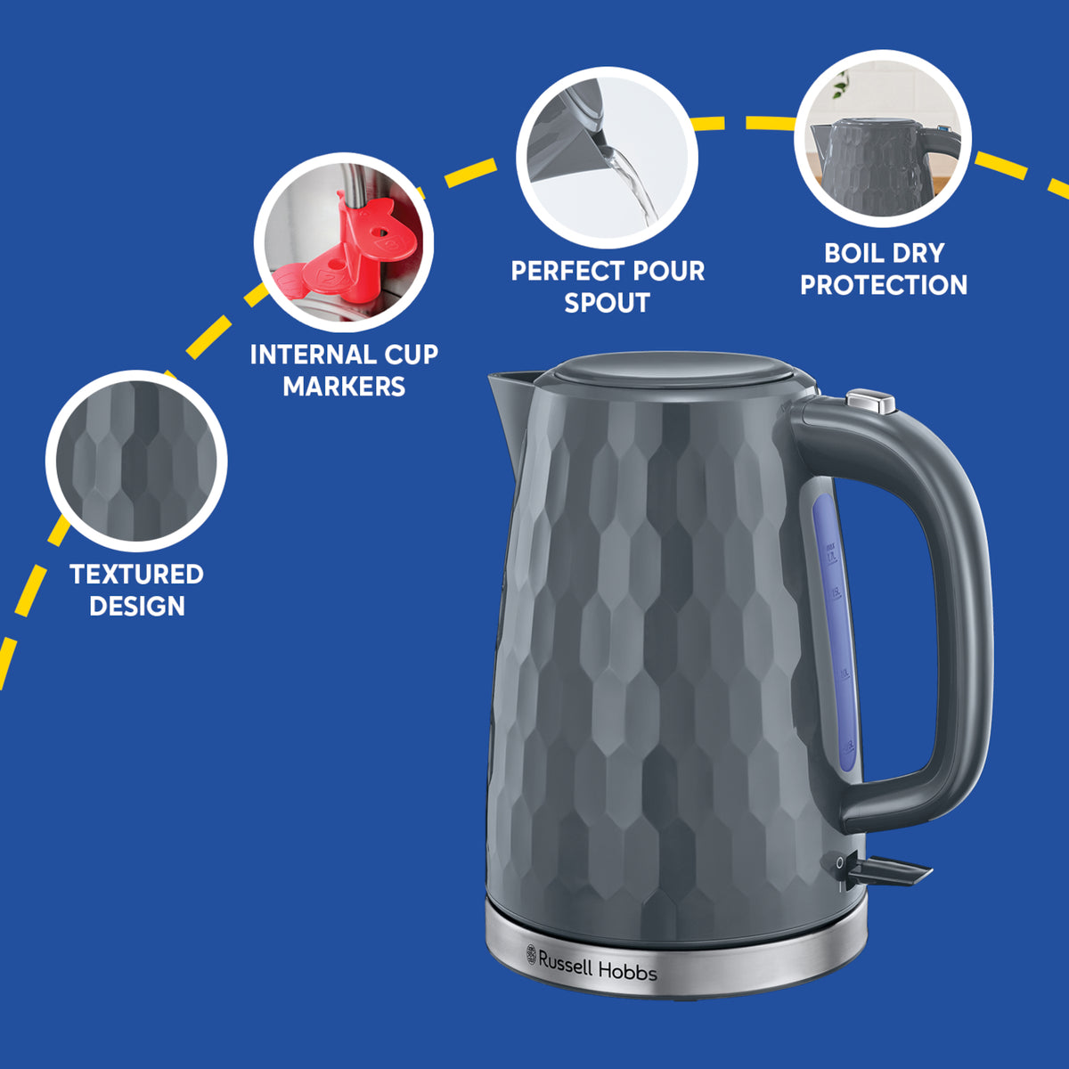 Russell Hobbs Honeycomb 1.7L Kettle - Grey | 26053