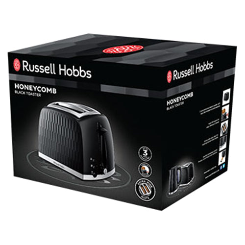 Russell Hobbs Honeycomb 2 Slice Toaster - Black | 26061 from Russell Hobbs - DID Electrical